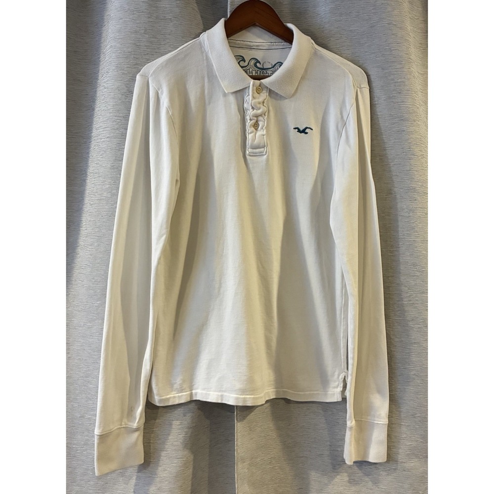 Vintage Y2K Hollister Shirt Men Medium White Embroidred Grunge California